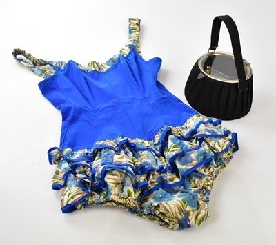 Lot 820 - A vintage unusual 1930s black handbag with...