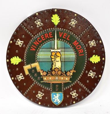 Lot 458 - A re-enactment Medieval leather studded shield...