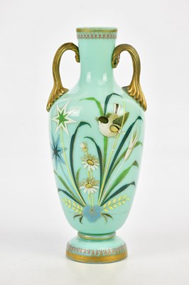 Lot 3017 - A late Victorian painted opaque glass vase...