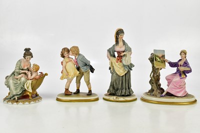 Lot 2821 - CAPODIMONTE; four ceramic figures representing...