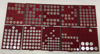 Lot 396 - Ten coin trays comprising three trays of...
