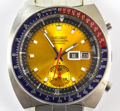 Lot 548 - SEIKO; a 'Pogue' Pepsi chronograph automatic...