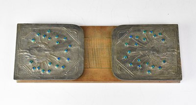 Lot 574 - An Arts & Crafts style folding wooden book...