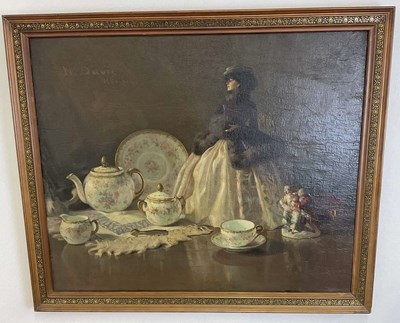 Lot 323 - N. Davis; oil on canvas, still life of...