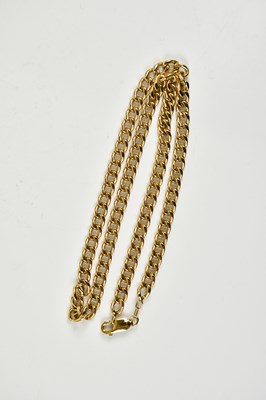 Lot 253 - A yellow metal curb link necklace, stamped 375,...