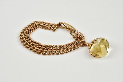 Lot 407 - A 9ct yellow gold double Albert chain...