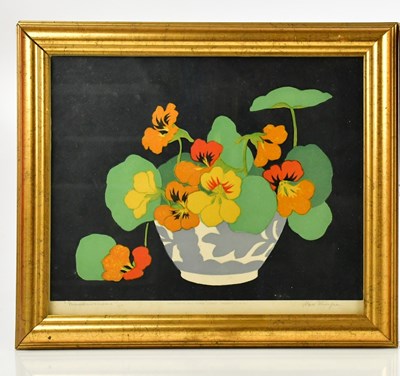 Lot 1512 - HALL THORPE; pencil signed print, 'Nasturtiums'...