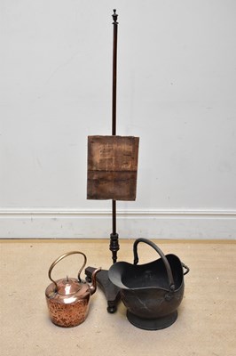 Lot 1093 - A Victorian copper coal bucket together with a...