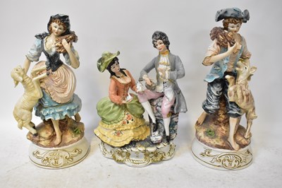 Lot 490 - CAPODIMONTE; three large figures comprising a...