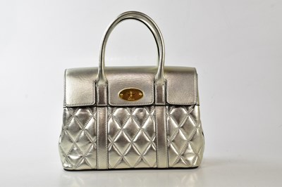 Lot 729 - MULBERRY; a silver quilted 'Bayswater' with...