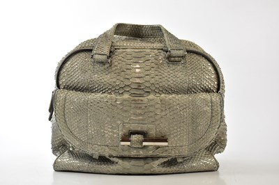 Lot 746 - JIMMY CHOO; a silver snakeskin 'Justine'...