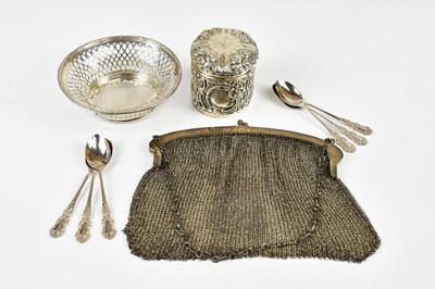 Lot 2457 - A George VI hallmarked silver lady's mesh...