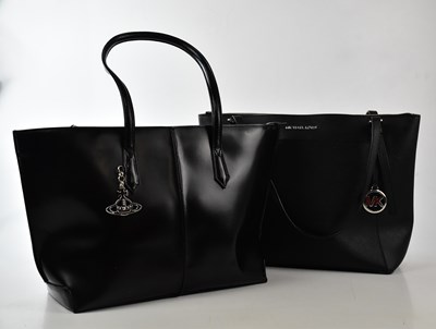 Lot 785 - VIVIENNE WESTWOOD; a large black leather tote...