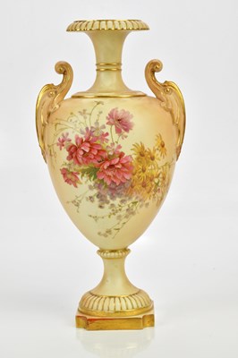 Lot 2875 - ROYAL WORCESTER; a large blush ivory vase with...