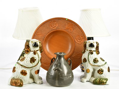 Lot 2902 - CELTIC POTTERY; a pair of ceramic lamps...