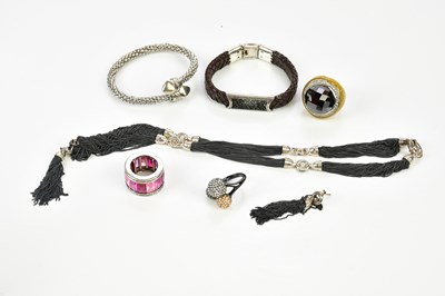 Lot 494 - A group of silver and white metal costume...