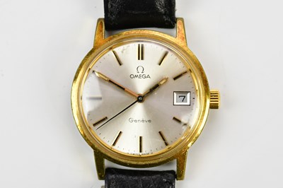 Lot 587 - OMEGA; a gentleman's gold plated and stainless...