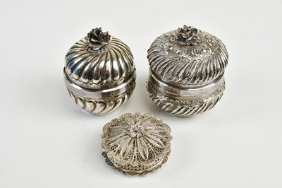 Lot 2474 - Two Eastern white metal, possibly Turkish,...