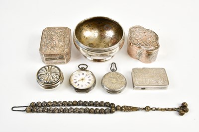 Lot 2475 - A 900 grade silver lidded box of circular form,...