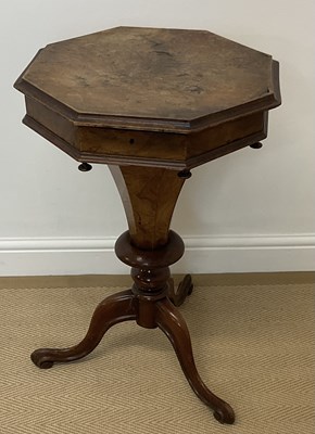 Lot 523 - A Victorian walnut trumpet sewing table, the...