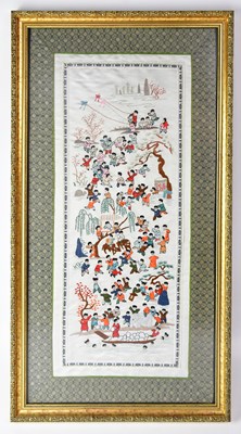 Lot 667 - A Chinese 'One Hundred Children' embroidered...