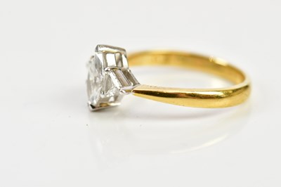 Lot 29 - An 18ct yellow gold diamond marquise and...