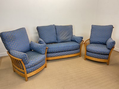 Lot 469 - ERCOL; a two seat sofa and two armchairs,...