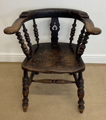 Lot 478A - An elm and beech smoker's bow/captain's chair,...