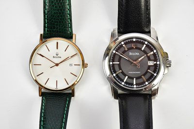 Lot 589 - BULOVA; a gentleman's stainless steel...