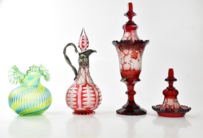 Lot 3007 - A Stourbridge Glass vase with wavy rim, height...