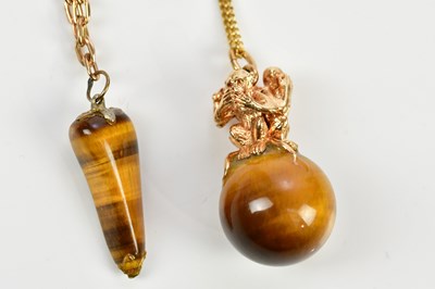 Lot 248 - A 9ct yellow gold chain with tiger's eye...