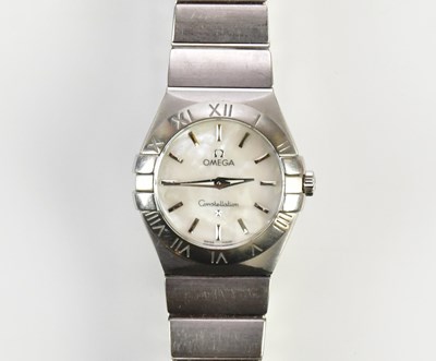 Lot 554 - OMEGA; a lady's Constellation stainless steel...