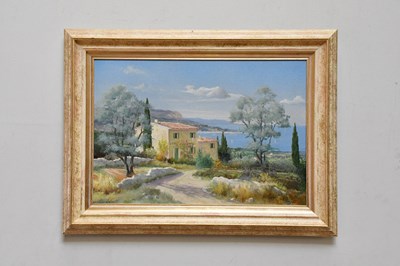 Lot 1729 - VIGNAT; oil on canvas, coastal scene, signed...
