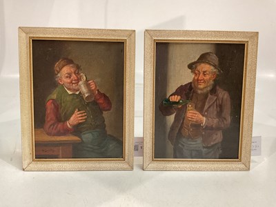 Lot 1727 - H SMITH; pair of oils on canvas, men drinking,...