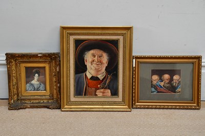 Lot 1719 - J KINHINGER; oil on board, portrait of elderly...