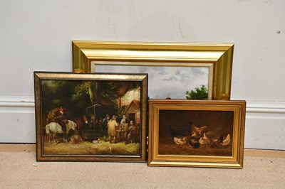 Lot 1721 - S GERDITS; oil on canvas, hens, signed lower...