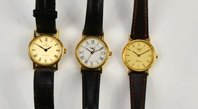 Lot 622 - OMEGA; a lady's DeVille gold plated and steel...
