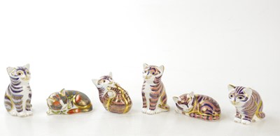 Lot 2858 - ROYAL CROWN DERBY; six animal form...