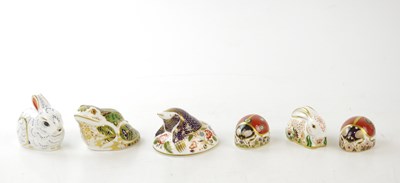 Lot 2815 - ROYAL CROWN DERBY; six animal form...