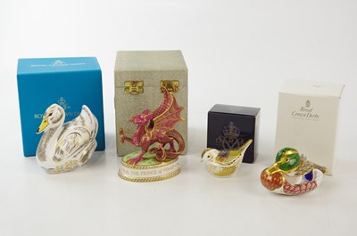 Lot 2817 - ROYAL CROWN DERBY; four animal form...