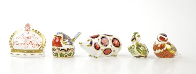 Lot 2818 - Five paperweights including crown name stand,...