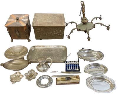Lot 451 - A brass coal scuttle with hinged lid and...