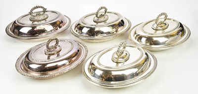 Lot 2002 - Two pairs of 19th century silver plated oval...