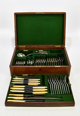 Lot 2028 - An Old English pattern plated canteen of...