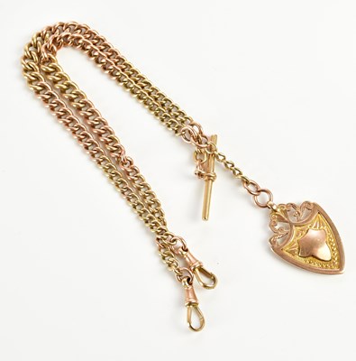 Lot 1776 - A 9ct graduated yellow gold double Albert...