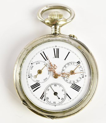 Lot 1795 - A nickel plated crown wind open faced pocket...