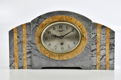 Lot 2502 - A 1930s marble mantel clock with silvered dial...