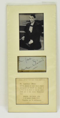 Lot 1617 - LAURENCE OLIVIER; a mounted display depicting...