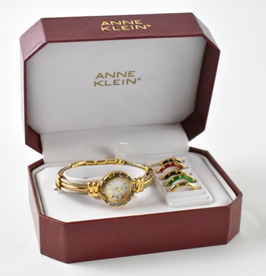 Lot 1418 - ANNE KLEIN; a lady's stainless steel...