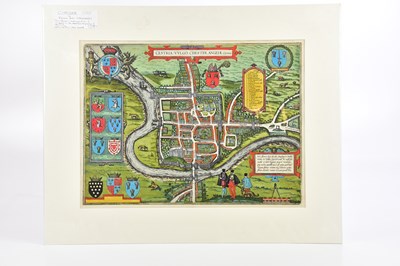 Lot 1521 - An Elizabethan map of Chester by Braun &...